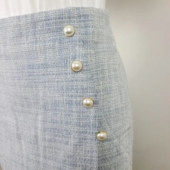 𝅺generation Love Blue & White Tweed Linen Adi Mini Skirt Size XS - Picture 5 of 16